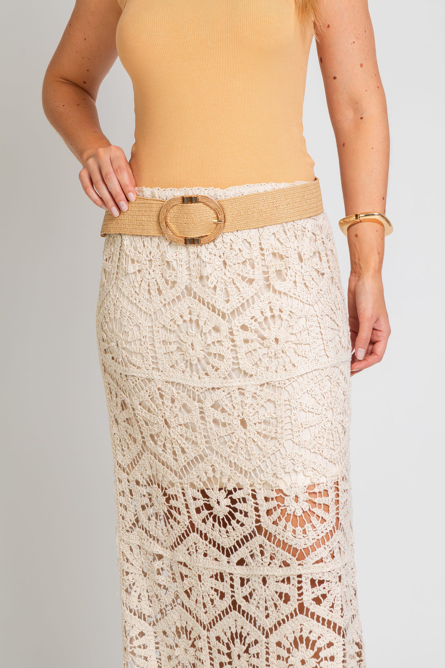 Jupe longue bohème chic en crochet brut