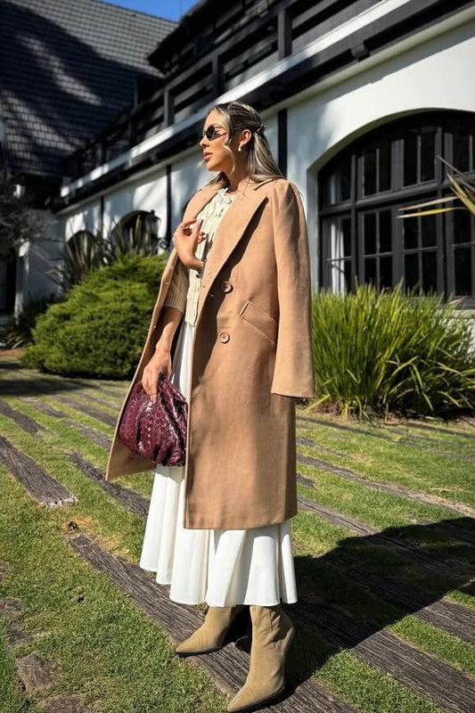 Manteau en laine battue couleur chair