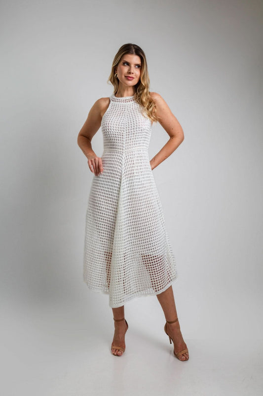 Robe longue blanche au crochet