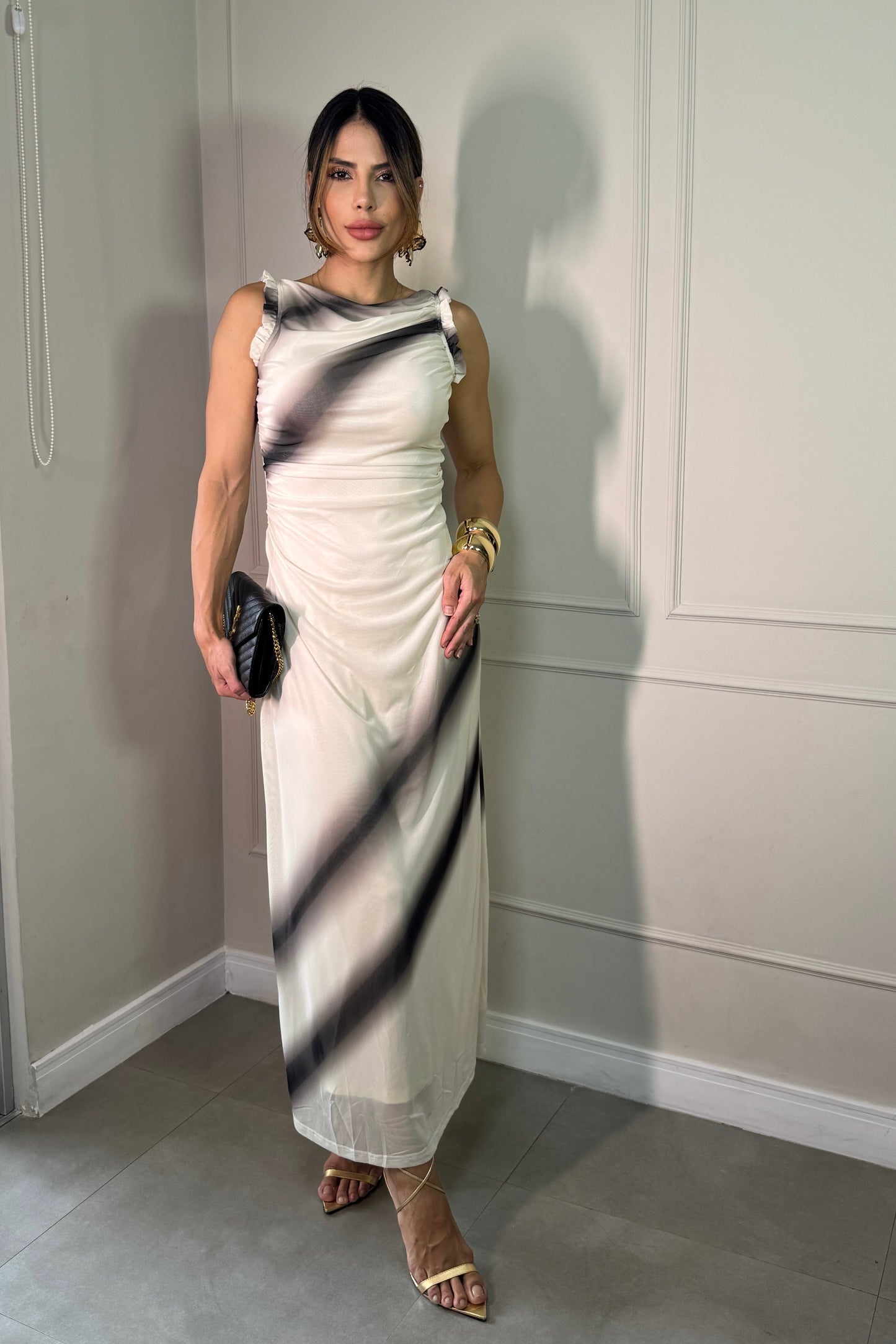 Robe en tulle imprimée noire