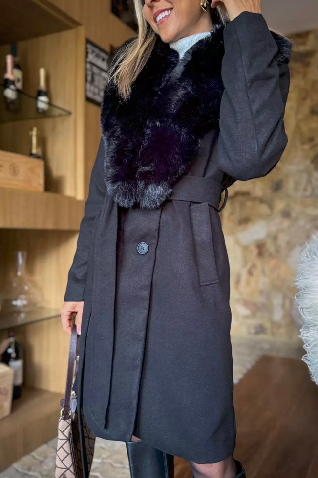 Pardessus en laine battue noire